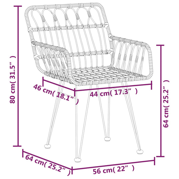 Set da Pranzo da Giardino 7 pz in Polyrattan