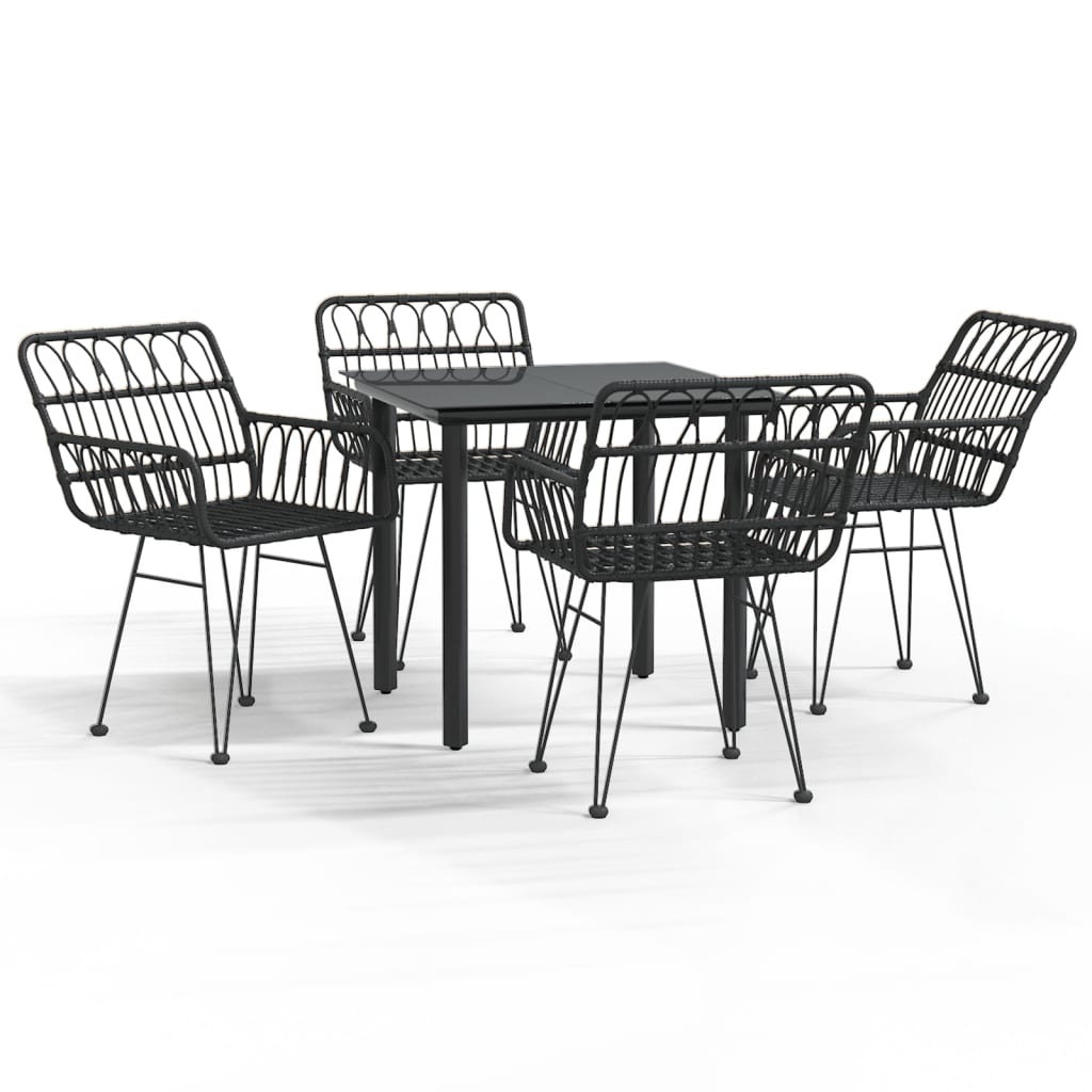 Set da Pranzo da Giardino 5 pz Nero in Polyrattan cod mxl 35573