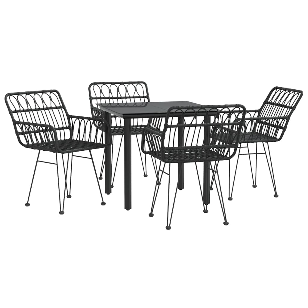 Set da Pranzo da Giardino 5 pz Nero in Polyrattan cod mxl 35573