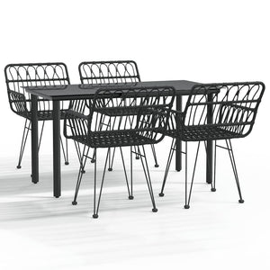 Set da Pranzo da Giardino 5 pz Nero in Polyrattan 3157868