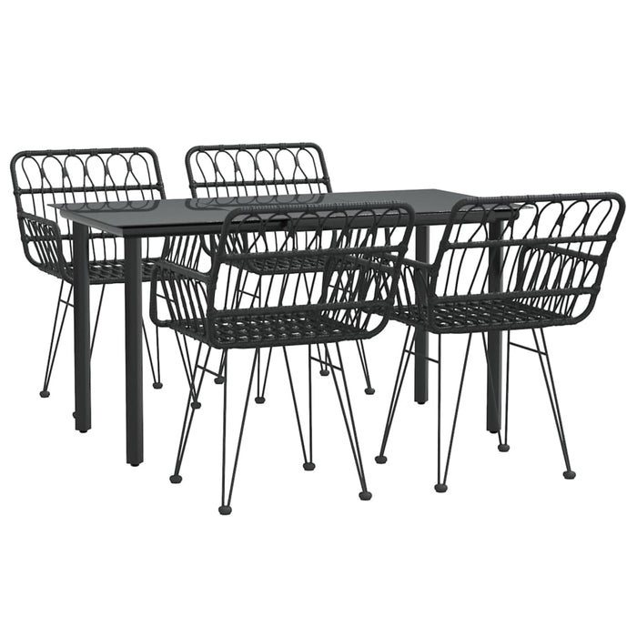 Set da Pranzo da Giardino 5 pz Nero in Polyrattan 3157868