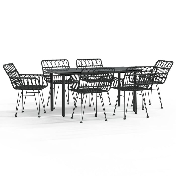 Set da Pranzo da Giardino 7 pz Nero in Polyrattan cod mxl 35578