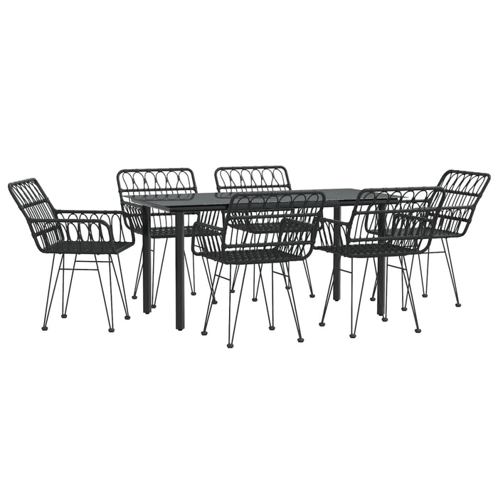 Set da Pranzo da Giardino 7 pz Nero in Polyrattan cod mxl 35578