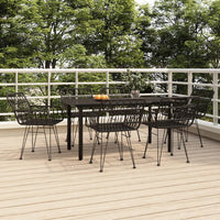 Set da Pranzo da Giardino 7 pz Nero in Polyrattan cod mxl 35578