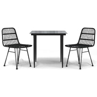 Set da Pranzo da Giardino 3 pz Nero in Polyrattan 3157880