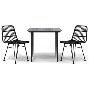 Set da Pranzo da Giardino 3 pz Nero in Polyrattan 3157880