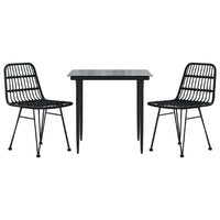 Set da Pranzo da Giardino 3 pz Nero in Polyrattan 3157880