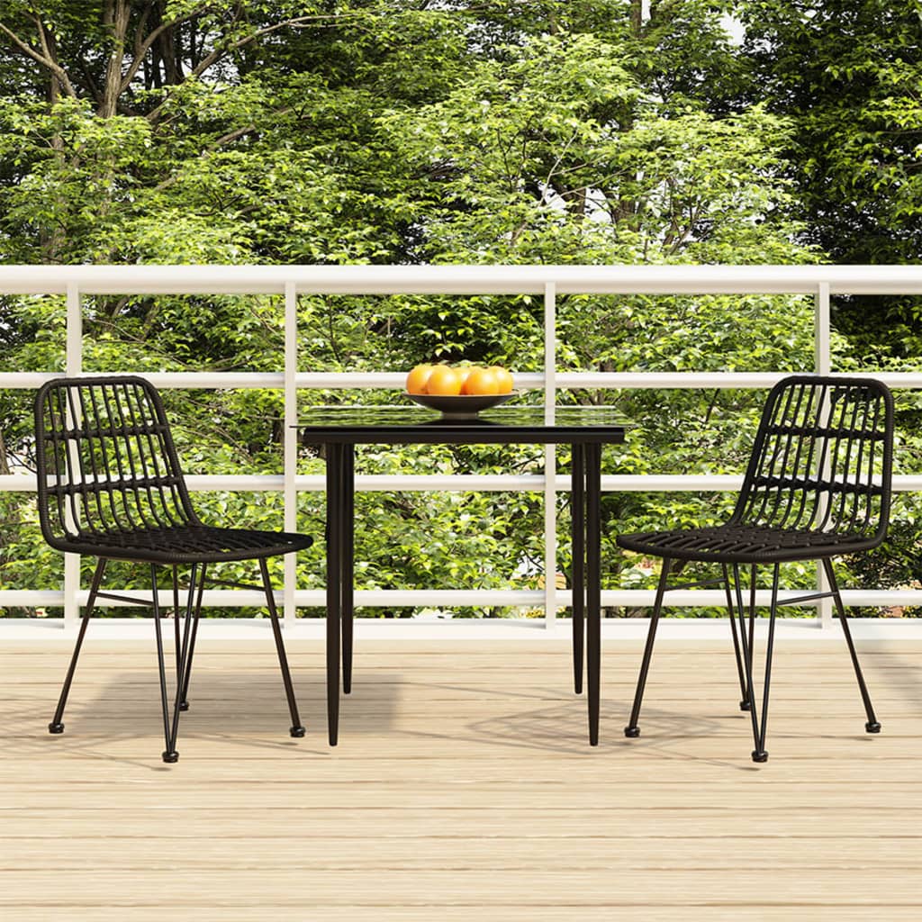 Set da Pranzo da Giardino 3 pz Nero in Polyrattan cod mxl 35584