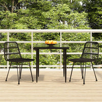 Set da Pranzo da Giardino 3 pz Nero in Polyrattan cod mxl 35584