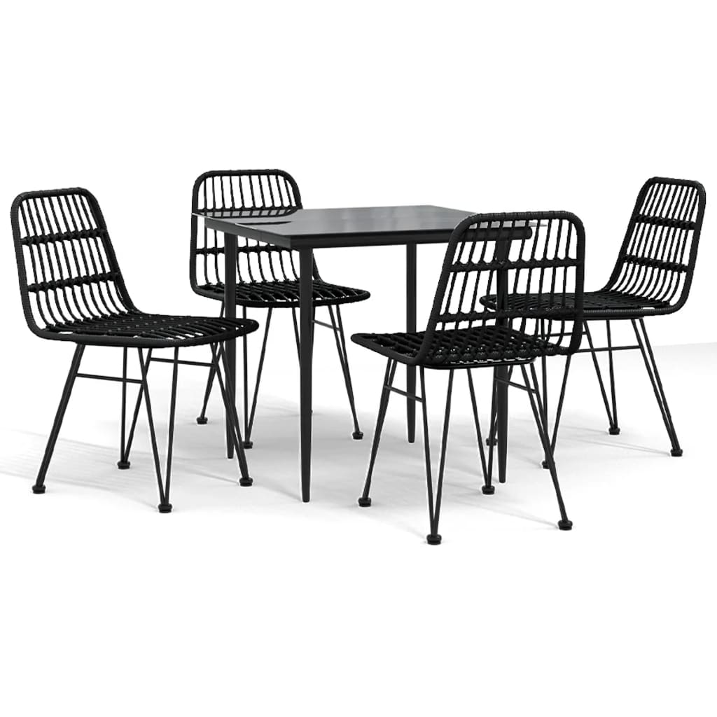 Set da Pranzo da Giardino 5 pz Nero in Polyrattan 3157881