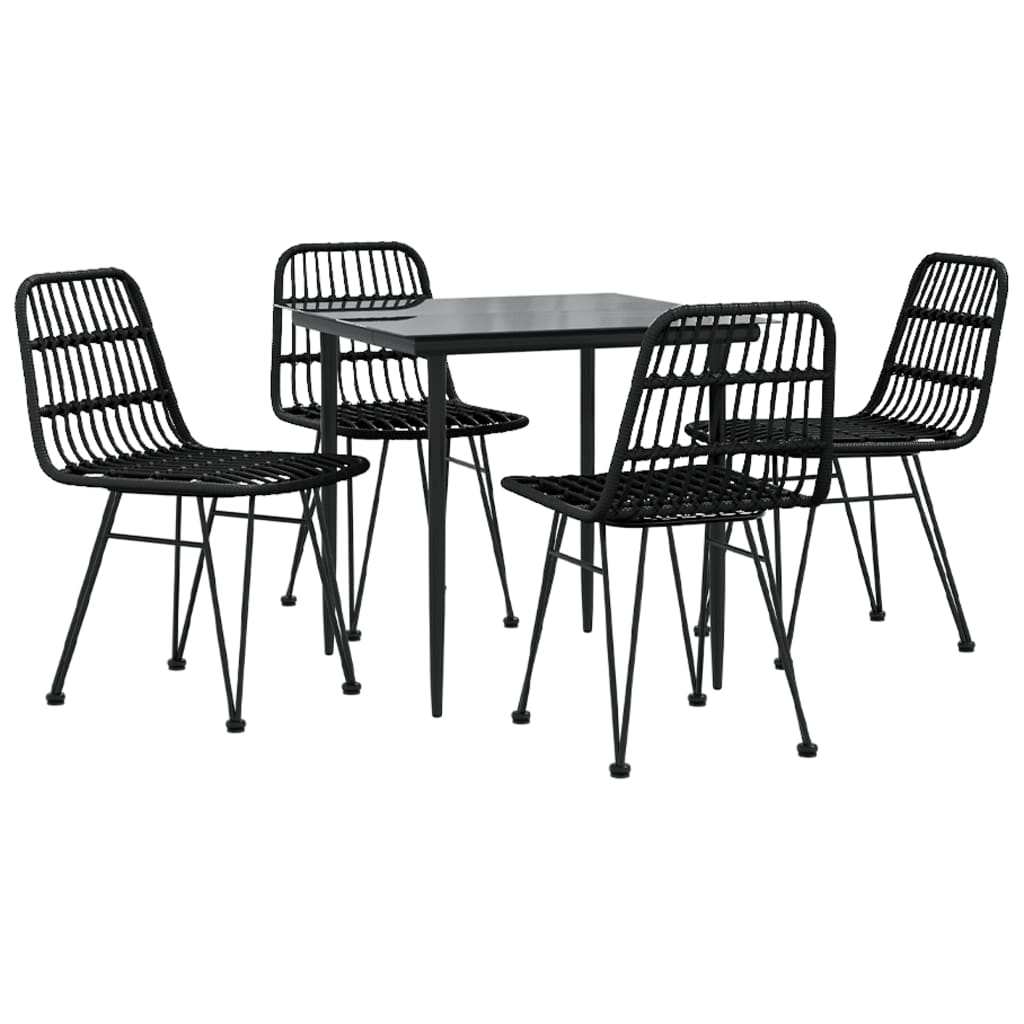 Set da Pranzo da Giardino 5 pz Nero in Polyrattan 3157881