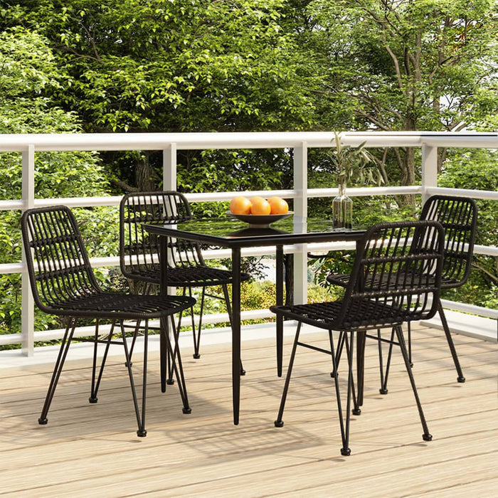 Set da Pranzo da Giardino 5 pz Nero in Polyrattan 3157881