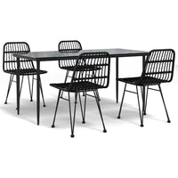 Set da Pranzo da Giardino 5 pz Nero in Polyrattan 3157883