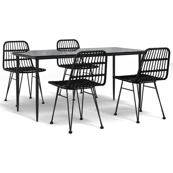 Set da Pranzo da Giardino 5 pz Nero in Polyrattan 3157883