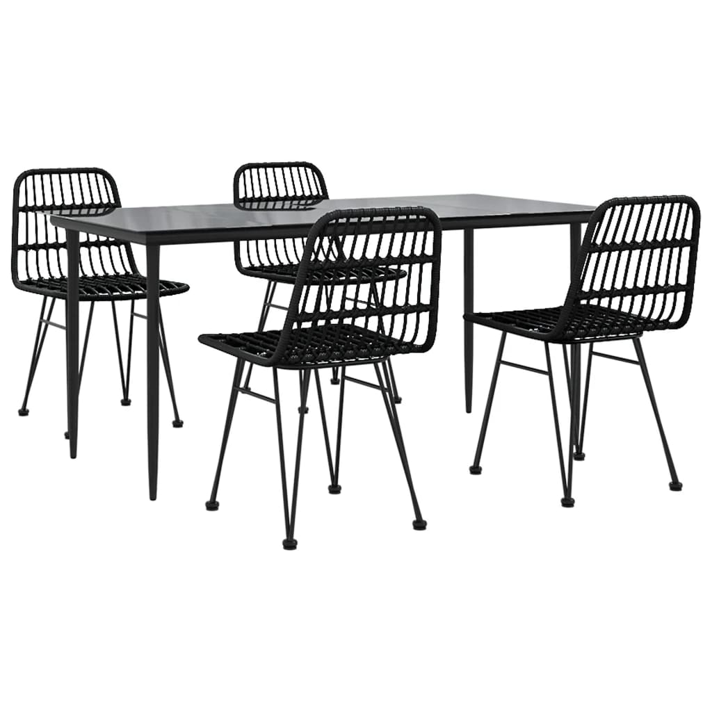 Set da Pranzo da Giardino 5 pz Nero in Polyrattan 3157883