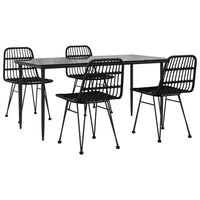 Set da Pranzo da Giardino 5 pz Nero in Polyrattan 3157883