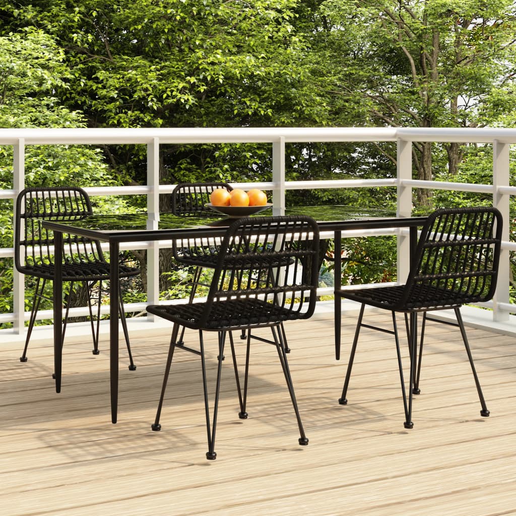 Set da Pranzo da Giardino 5 pz Nero in Polyrattan 3157883