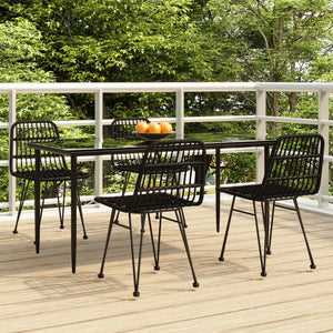 Set da Pranzo da Giardino 5 pz Nero in Polyrattan 3157883