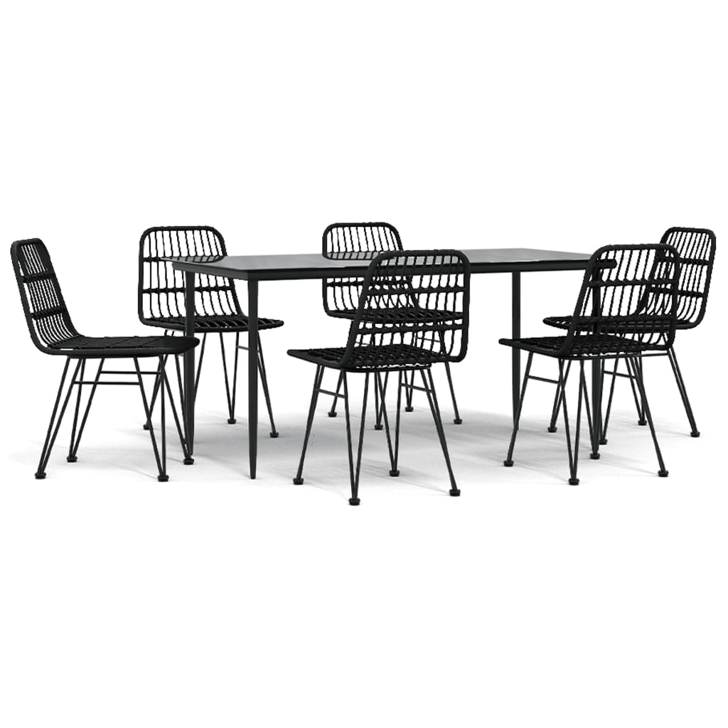 Set da Pranzo da Giardino 7 pz Nero in Polyrattan 3157884