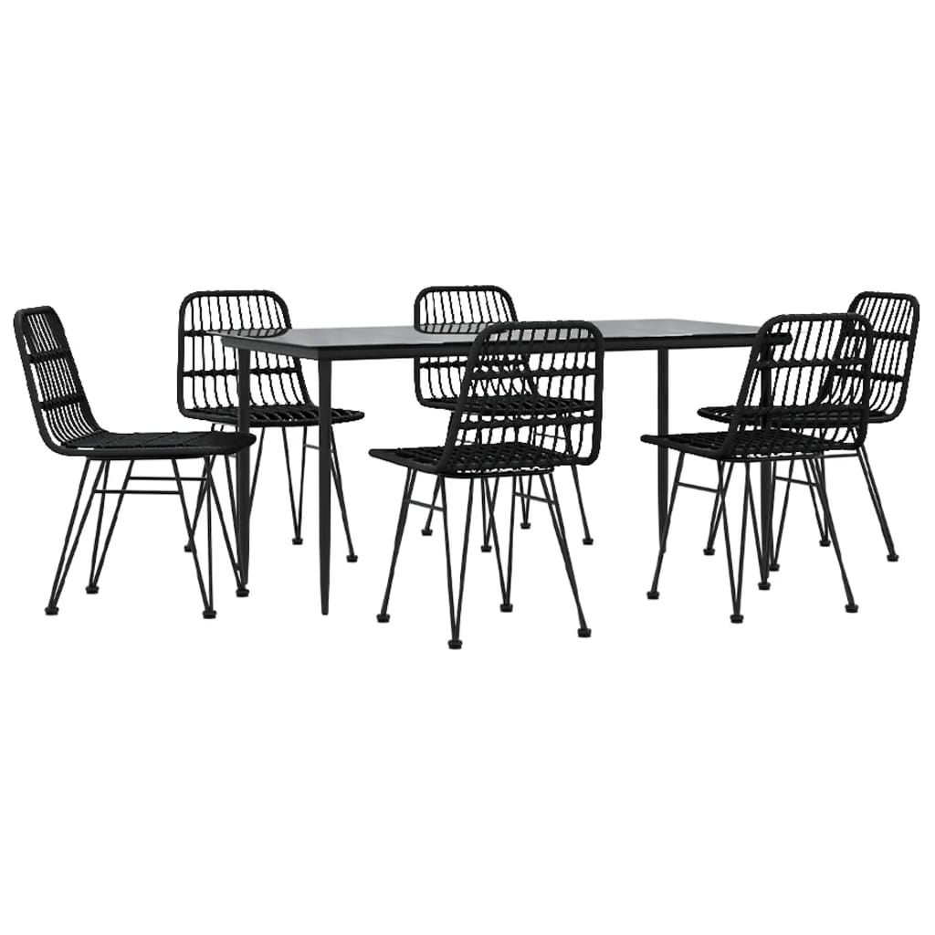 Set da Pranzo da Giardino 7 pz Nero in Polyrattan 3157884