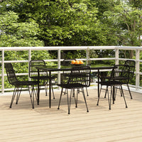 Set da Pranzo da Giardino 7 pz Nero in Polyrattan 3157884