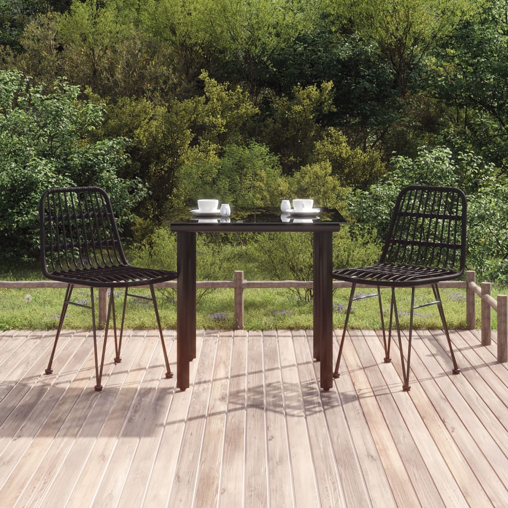 Set da Pranzo da Giardino 3 pz Nero in Polyrattan 3157894