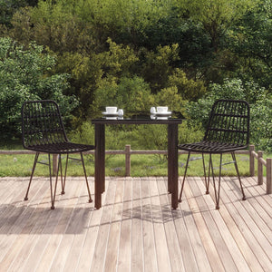 Set da Pranzo da Giardino 3 pz Nero in Polyrattan 3157894