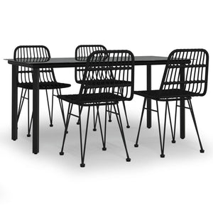 Set da Pranzo da Giardino 5 pz Nero in Polyrattan cod mxl 35597