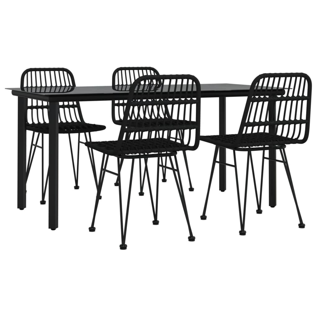 Set da Pranzo da Giardino 5 pz Nero in Polyrattan cod mxl 35597