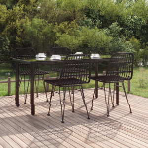 Set da Pranzo da Giardino 5 pz Nero in Polyrattan cod mxl 35597