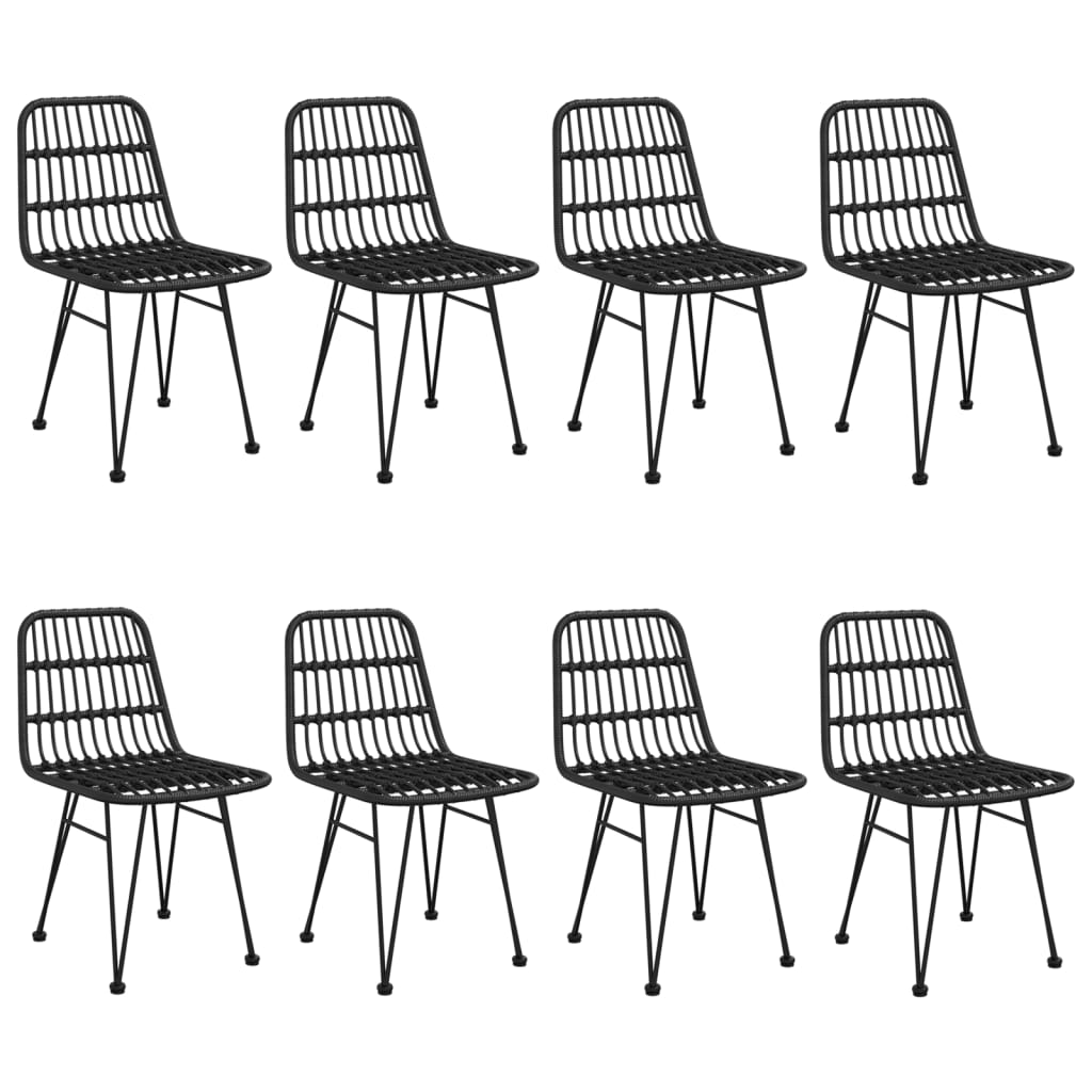 Set da Pranzo da Giardino 9 pz Nero in Polyrattan 3157900