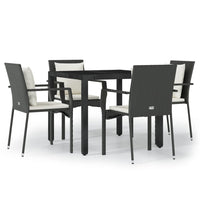 Set da Pranzo da Giardino 5 pz Nero con Cuscini in Polyrattan 3157952