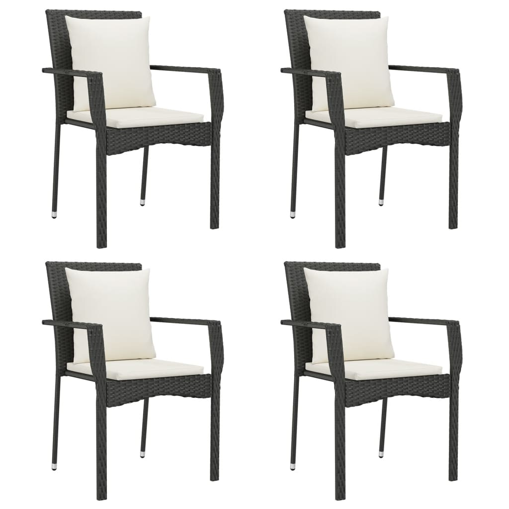 Set da Pranzo da Giardino 5 pz Nero con Cuscini in Polyrattan 3157952