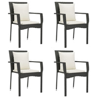 Set da Pranzo da Giardino 5 pz Nero con Cuscini in Polyrattan 3157953