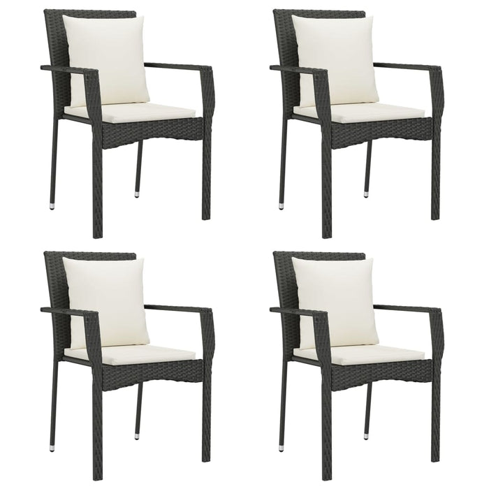 Set da Pranzo da Giardino 5 pz Nero con Cuscini in Polyrattan 3157953