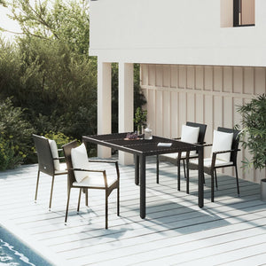 Set da Pranzo da Giardino 5 pz Nero con Cuscini in Polyrattan 3157953