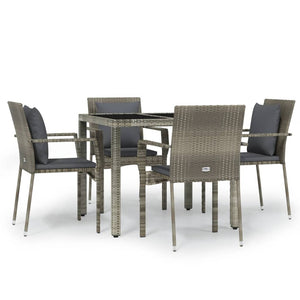 Set da Pranzo da Giardino 5 pz con Cuscini in Polyrattan Grigio 3157958