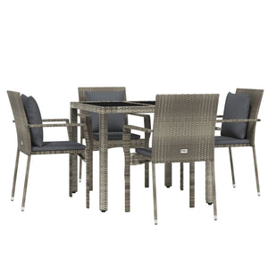 Set da Pranzo da Giardino 5 pz con Cuscini in Polyrattan Grigio 3157958