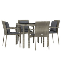 Set da Pranzo da Giardino 5 pz con Cuscini in Polyrattan Grigiocod mxl 76418