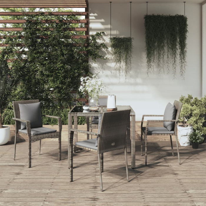 Set da Pranzo da Giardino 5 pz con Cuscini in Polyrattan Grigio 3157958