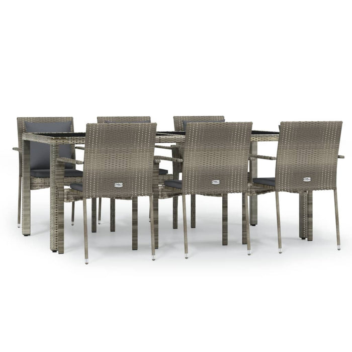 Set da Pranzo da Giardino 7 pz con Cuscini in Polyrattan Grigio 3157961