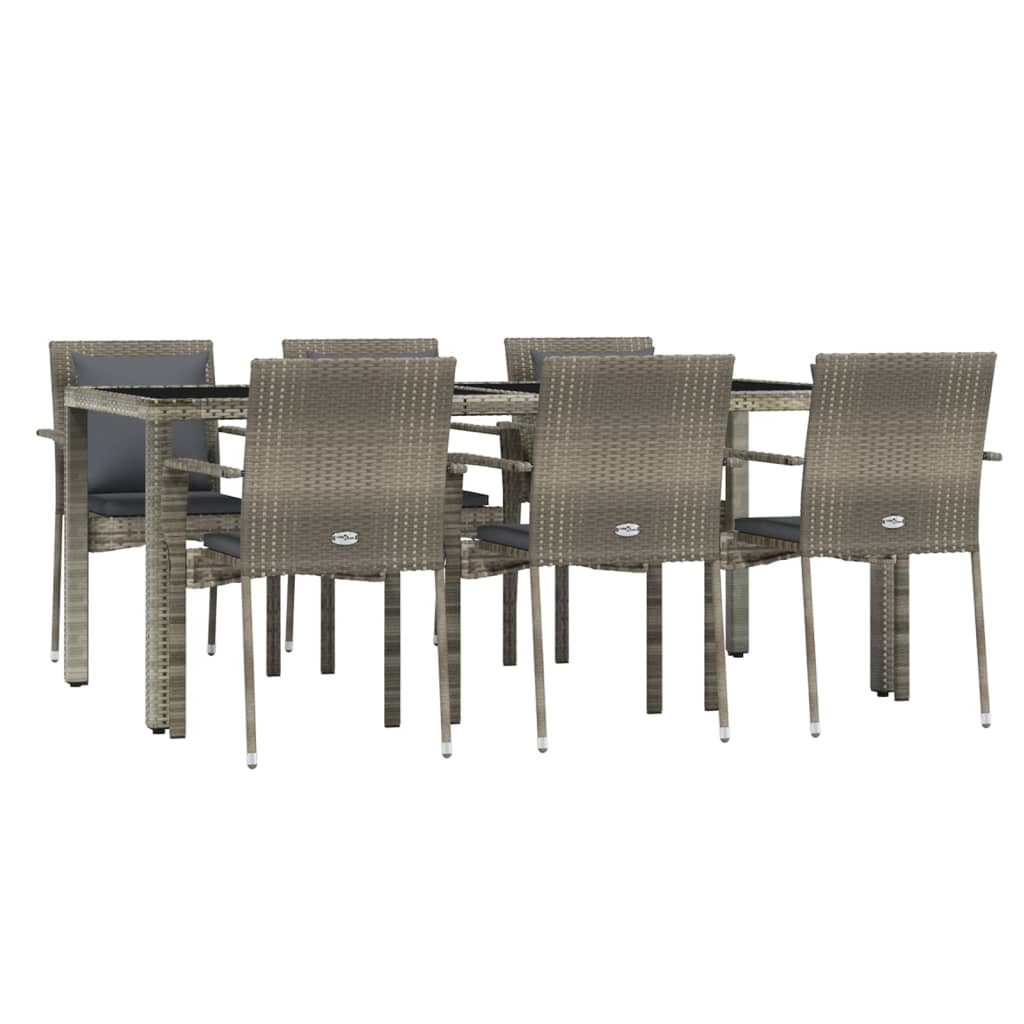 Set da Pranzo da Giardino 7 pz con Cuscini in Polyrattan Grigio 3157961