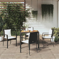 Set da Pranzo da Giardino 5 pz Nero con Cuscini in Polyrattan 3157964