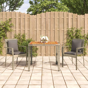 Set da Pranzo da Giardino 3 pz con Cuscini in Polyrattan Grigio 3184969