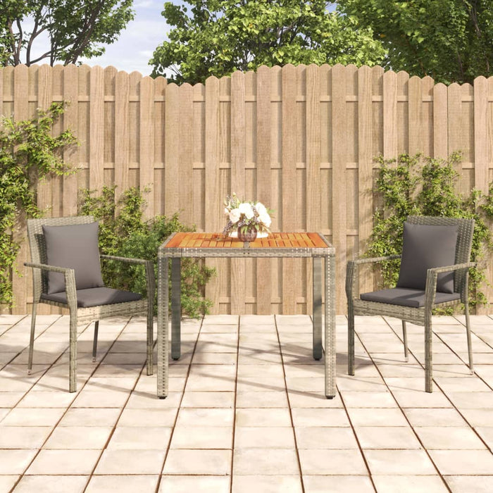 Set da Pranzo da Giardino 3 pz con Cuscini in Polyrattan Grigio 3184969