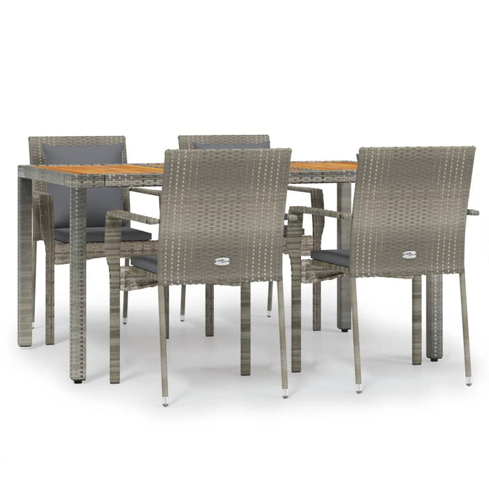 Set da Pranzo da Giardino 5 pz con Cuscini in Polyrattan Grigiocod mxl 124390