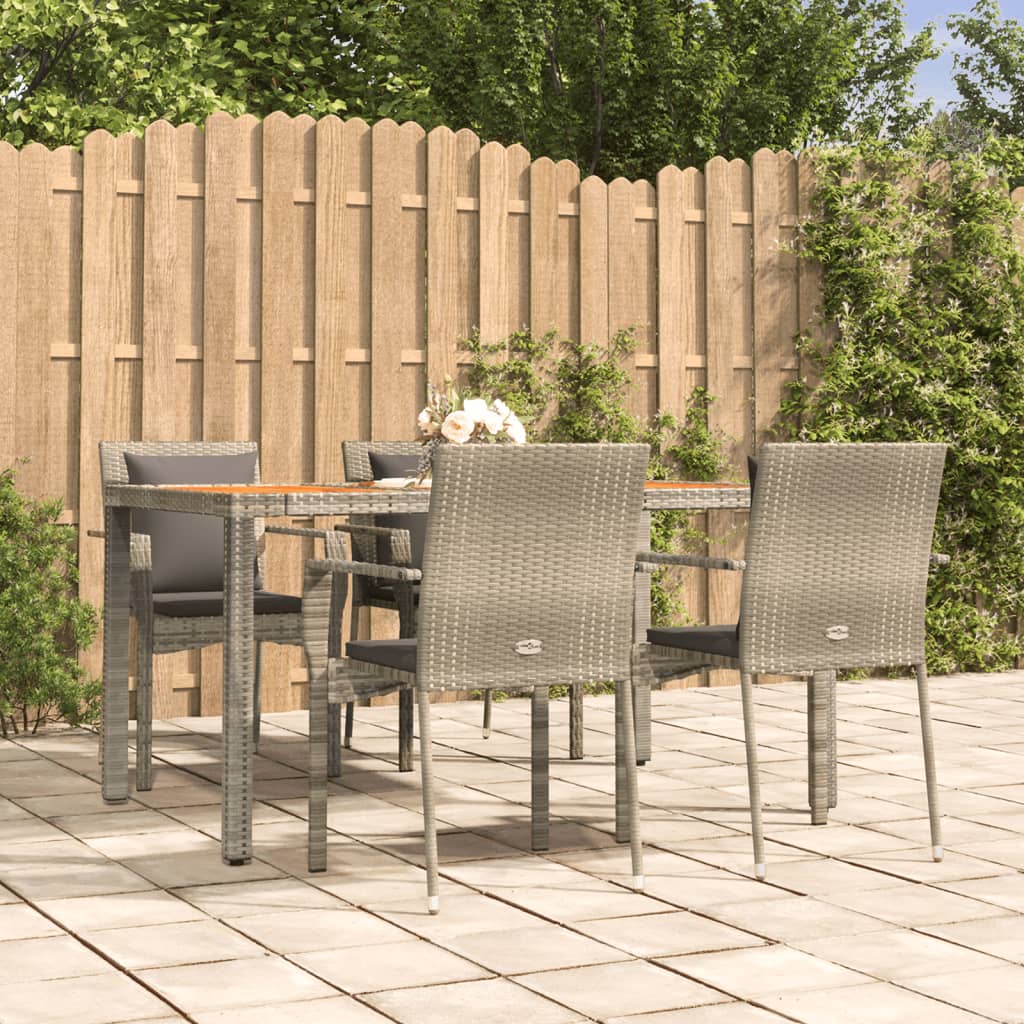 Set da Pranzo da Giardino 5 pz con Cuscini in Polyrattan Grigiocod mxl 124390