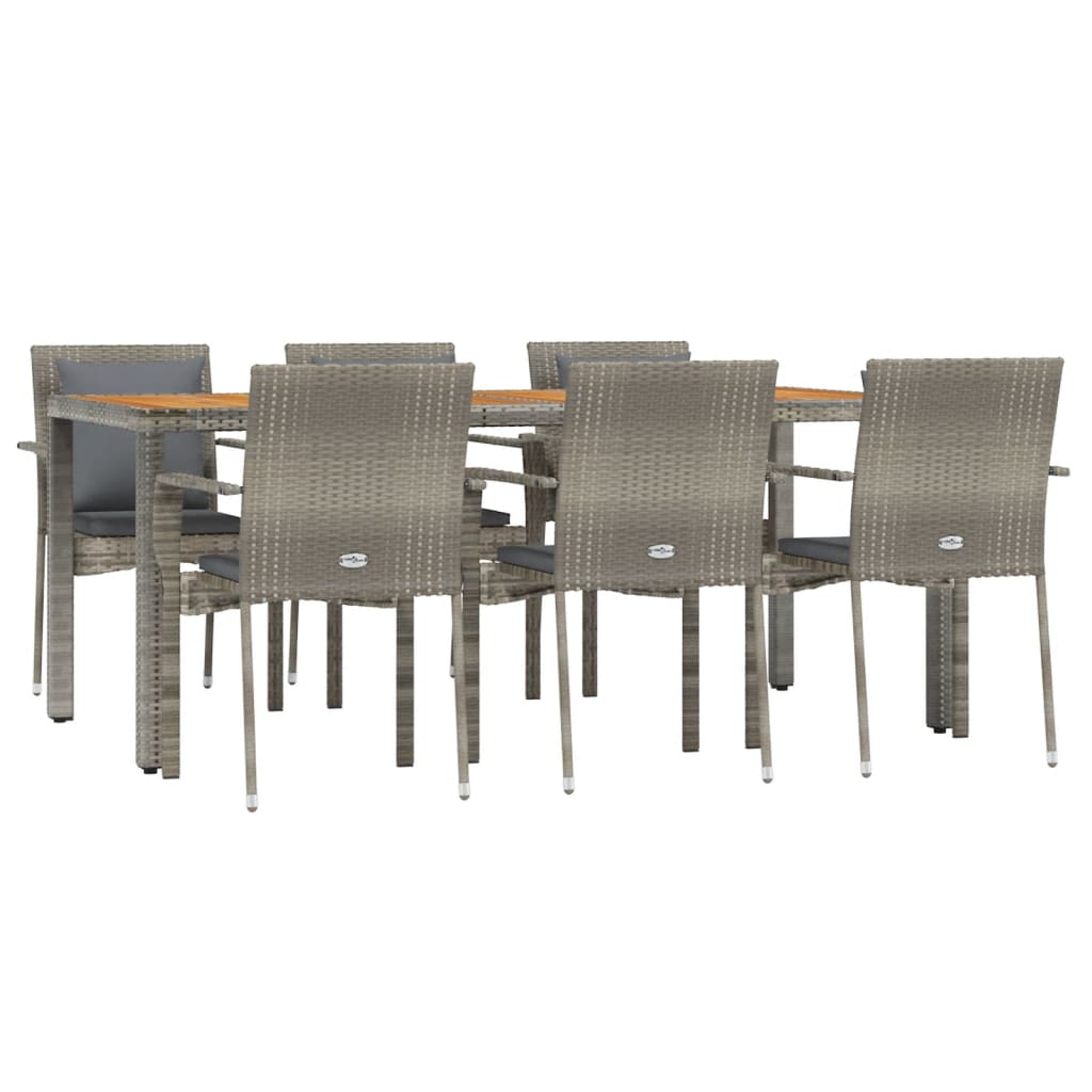 Set da Pranzo da Giardino 7 pz con Cuscini in Polyrattan Grigio 3184973