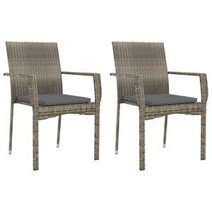 Set da Pranzo da Giardino 3 pz con Cuscini in Polyrattan Grigio 3184981