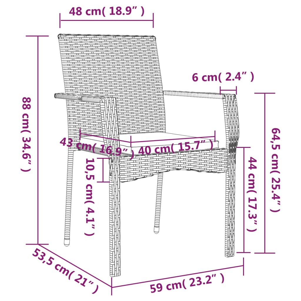 Set da Pranzo da Giardino 5 pz con Cuscini in Polyrattan Grigio 3184982